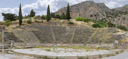 The Ancient Theater of Delphi (Greece) is an architectural jewel set in the heart of the sanctuary dedicated to Apollo, it offered spectators a spectacular view of the entire surrounding landscape