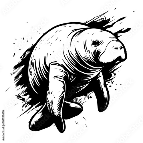 Manatee Black Vector Illustration