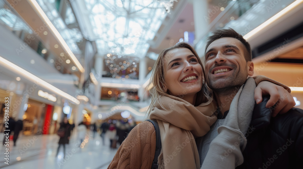 smiling man and woman in a shopping center, mall, sale, store, guy and girl shopping together, love, date, interior, architecture, shopper, black friday, client, consumer, happy couple, white, light smiling man and woman in a shopping center, mall, sale, store, guy and girl shopping together, love, date, interior, architecture, shopper, black friday, client, consumer, happy couple, white, light