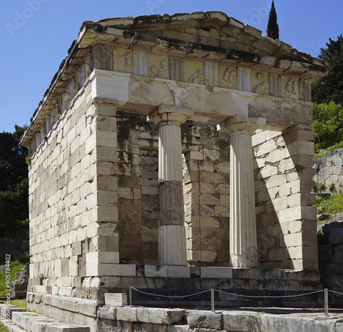 The Temple of Athena Pronaia is an architectural gem of the sanctuary of Delphi (Greece), it is dedicated to Athena, and was a very important place of worship for pilgrims who went to Delphi photo