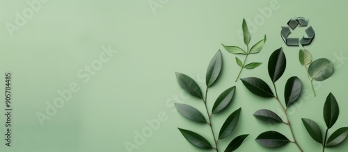 Green Leaves on Soft Pastel Background in Natural Light