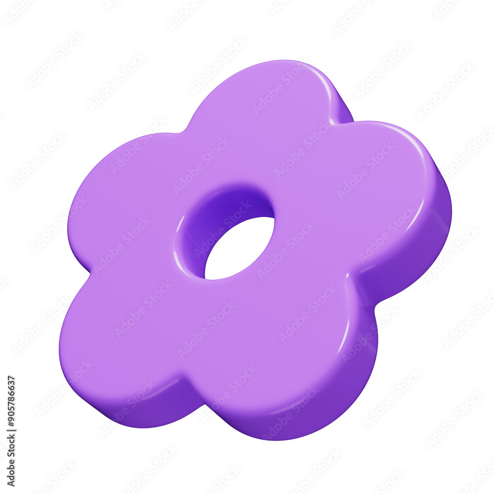 Lilac flower. Abstract geometric shape made of violet plastic with a glossy surface on a transparent background. Lilac flower. Abstract geometric shape made of violet plastic with a glossy surface on a transparent background.