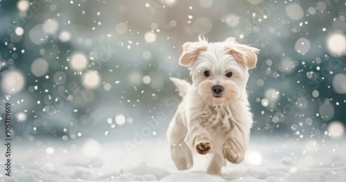 Snowy Day Adventure of a Playful Dog in a Winter Wonderland