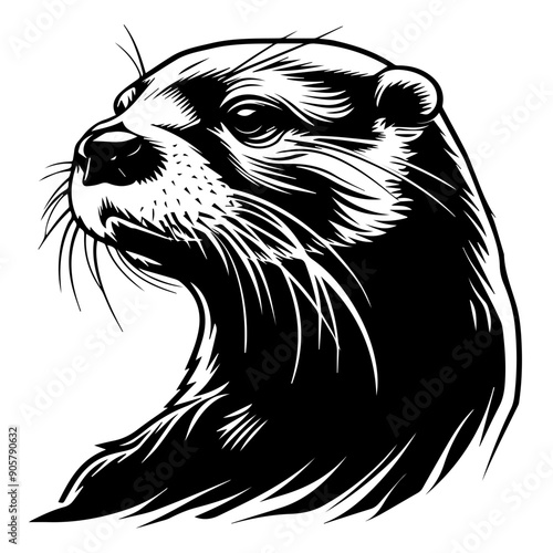 Otter Vector Illustration in Black