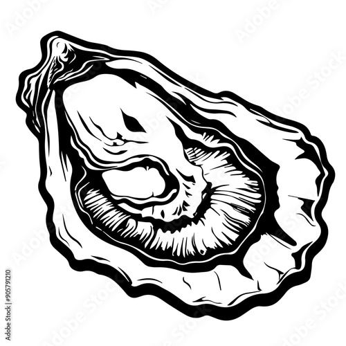 Oyster Black Vector Illustration with Pearl