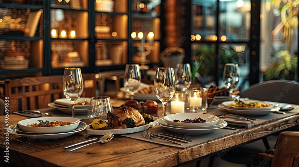 Casual dining table setup with a relaxed atmosphere, casual tableware, and a spread of comfort foods for a laid-back meal