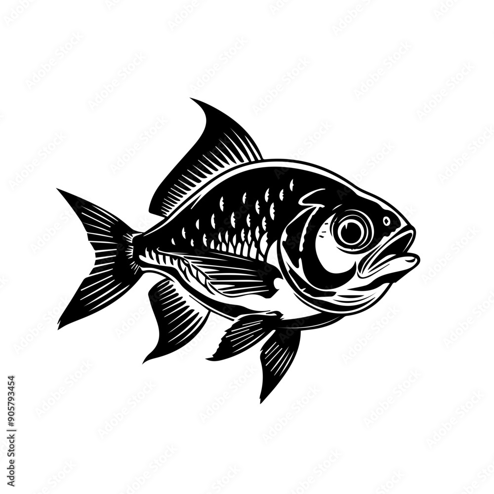 Piranha Black Vector Illustration Piranha Black Vector Illustration