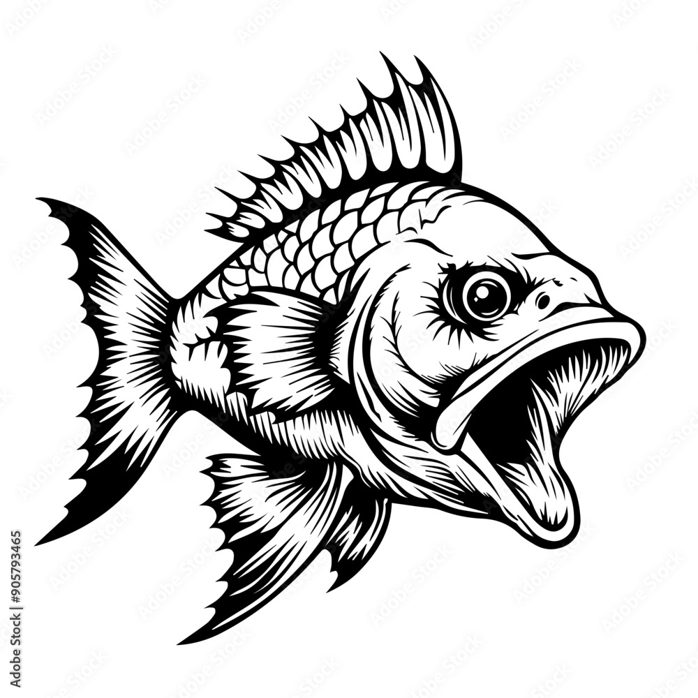 Piranha Black Vector Illustration Piranha Black Vector Illustration