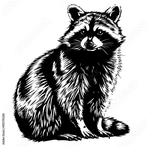 Raccoon Black Vector Illustration