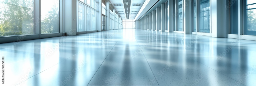 Dynamic Blur of a Long Corridor in a Building, Capturing the Essence of Urban Motion and Modern Life's Hustle and Bustle.