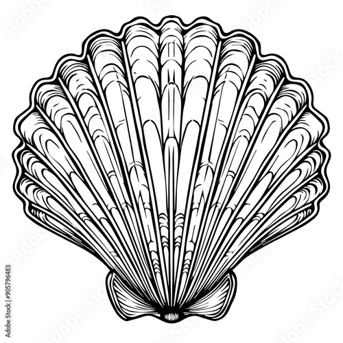 Scallop Shell Black Vector Illustration