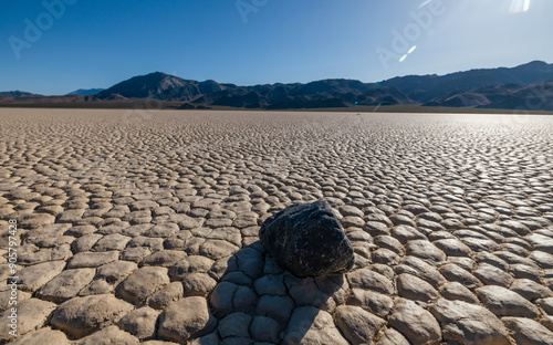 Moving rock at Racetrack Playa, Death Valley National Park Wilderness, California, USA photo