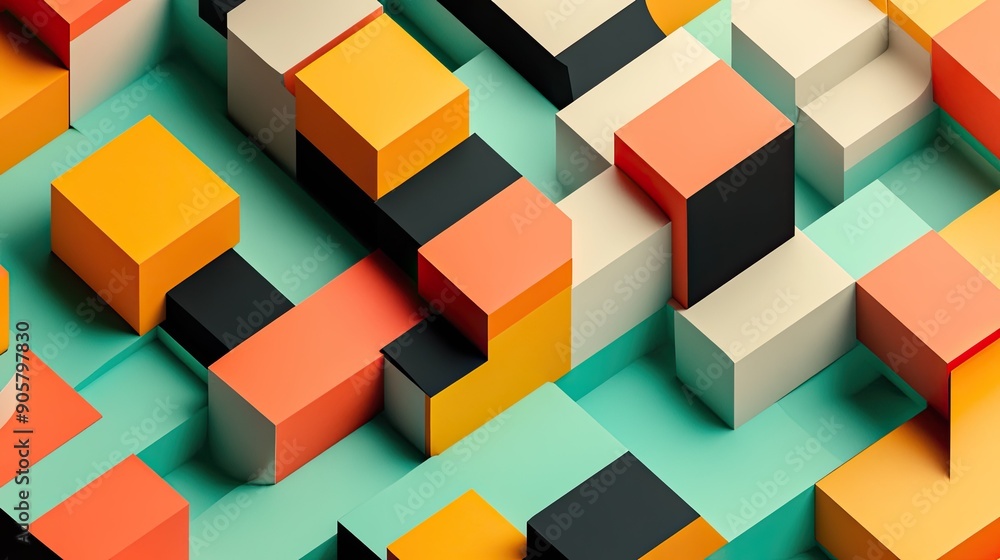 Obraz premium 3D geometric patterns with sharp edges and contrasting colors