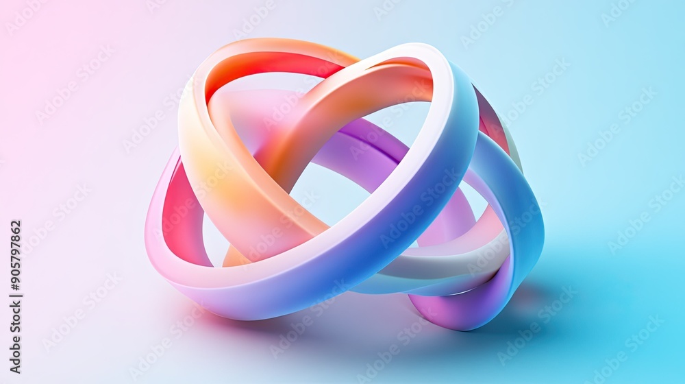 3D shapes with interlocking rings and gradient color schemes 3D shapes with interlocking rings and gradient color schemes