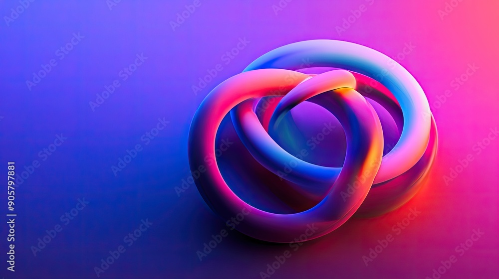 3D shapes with interlocking rings and gradient color schemes 3D shapes with interlocking rings and gradient color schemes