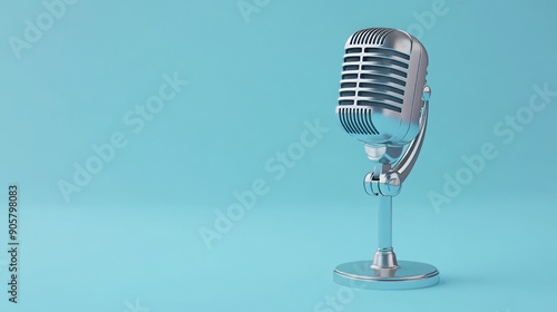 A vintage-style microphone standing on a smooth fabric surface, evoking a classic and timeless feel.