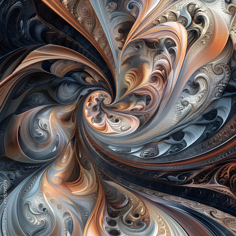 Elegant Abstract Flourishes: An Intricate Digital Art of Swirls, Curves, and Ornate Patterns Creating Visual Harmony Elegant Abstract Flourishes: An Intricate Digital Art of Swirls, Curves, and Ornate Patterns Creating Visual Harmony