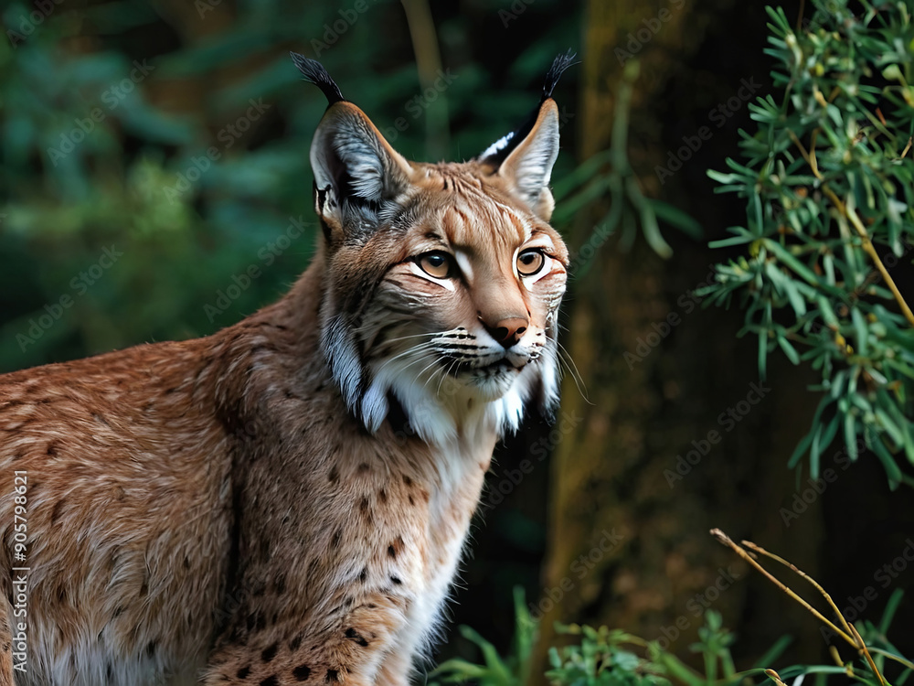 Fototapeta premium a lynx searching for the prey 