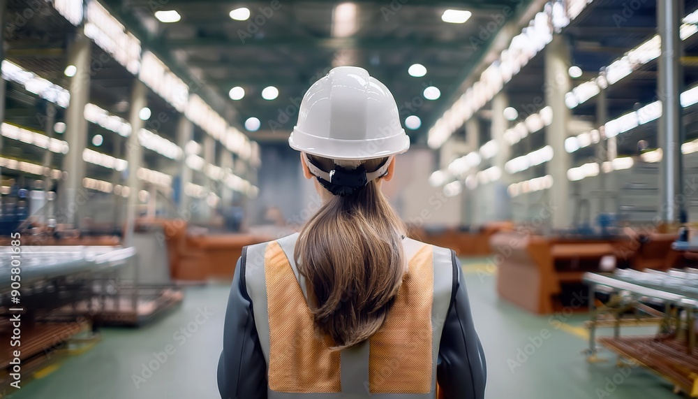 Female Engineer Overseeing Production Line in a High-Tech Manufacturing Plant Female Engineer Overseeing Production Line in a High-Tech Manufacturing Plant