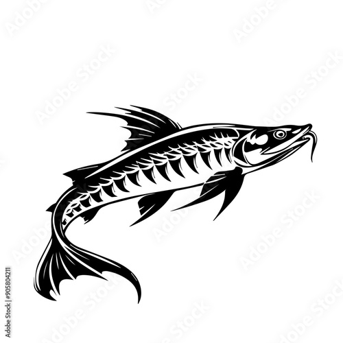 Sturgeon Fish Black Vector Illustration
