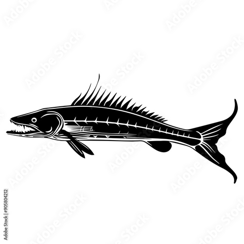 Sturgeon Fish Black Vector Illustration