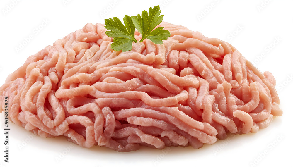 chicken mince isolated on white background; hyper realistic chicken mince isolated on white background; hyper realistic