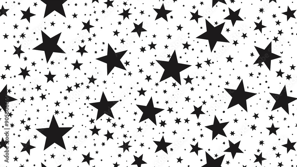 Random Black Stars on White Random Black Stars on White