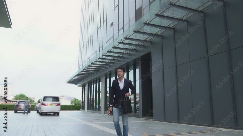 custom made wallpaper toronto digitalA businessman looks at his watch in a hurry as he runs to catch up with the clock behind a tall building.