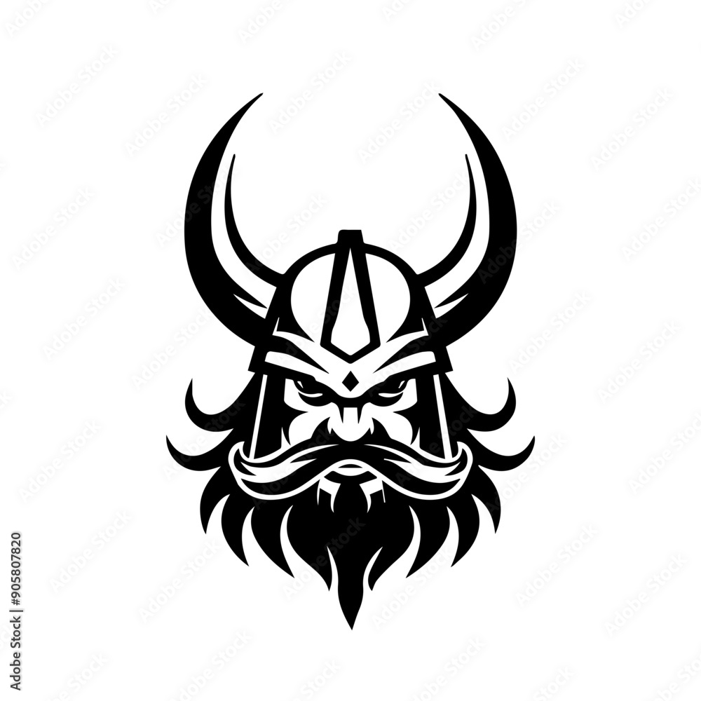 Viking Warrior Head Silhouette Vector Illustration Viking Warrior Head Silhouette Vector Illustration