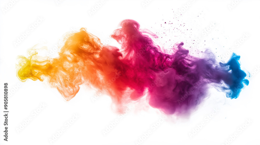 Fototapeta premium Multicolored smoke on white background for overlay on photo