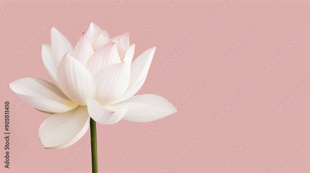 Obraz premium Beautiful lotus flower with radiant petals, isolated background, providing ample space for advertising text or logos, ideal for marketing use