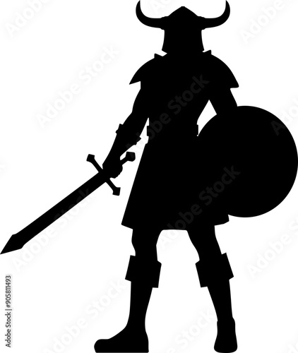 Viking Norse warrior silhouette vector graphic