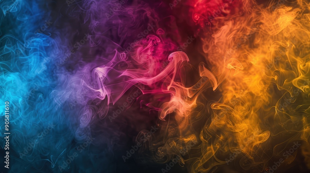 Smoke of various colors with a dark backdrop Smoke of various colors with a dark backdrop