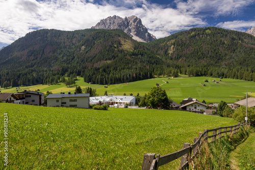 Aerial view of Sesto (Sexten) Dolomites in South Tyrol, Italy photo