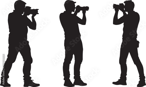 Silhouette of a person taking photos, photographer vector