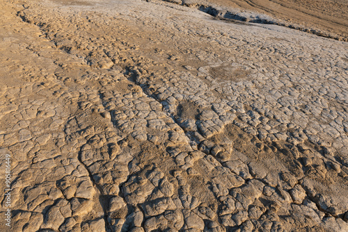 Dried mud texture. Dried mud waves from the mud volcanos site in Berca, Buzau, Romania. photo