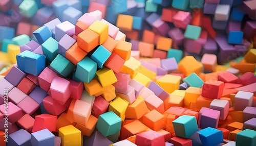 a vibrant and colorful abstract background with a chaotic arrangement of 3d cubes