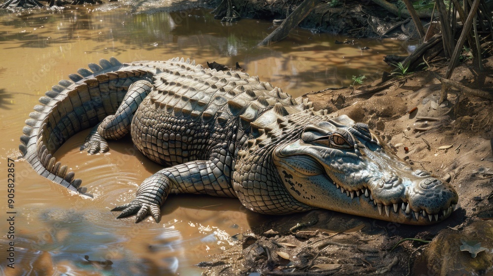 Close-up of a Crocodile Resting in a Swamp Close-up of a Crocodile Resting in a Swamp