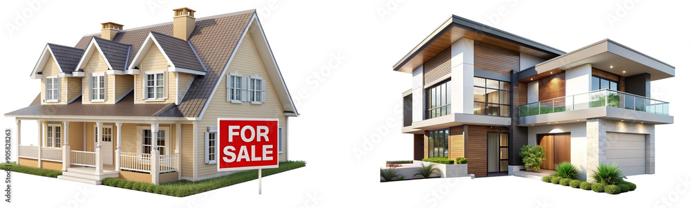 House for Sale on Isolated Background. Perfect for Property Sales and Real Estate Promotions House for Sale on Isolated Background. Perfect for Property Sales and Real Estate Promotions