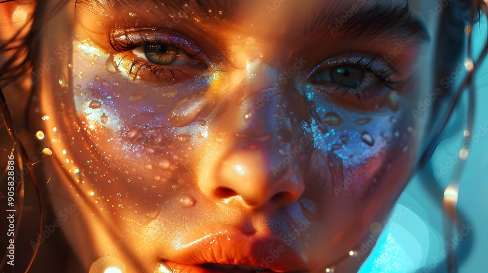 Unleash Your Inner Glow! Girl is depicted in a natural setting, related to skincare, health, dermatology, self-care. cosmetics and beauty Unleash Your Inner Glow! Girl is depicted in a natural setting, related to skincare, health, dermatology, self-care. cosmetics and beauty