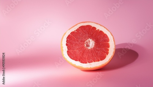 grapefruit minimal abstract concept half a juicy grapefruit close up on a pink background