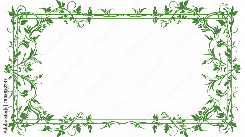 Simple Green Frame with Border on White Background Simple Green Frame with Border on White Background