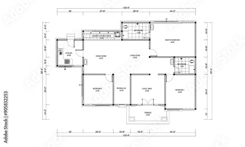 Floor Plan 1 Story House 10 x 15 m.ai