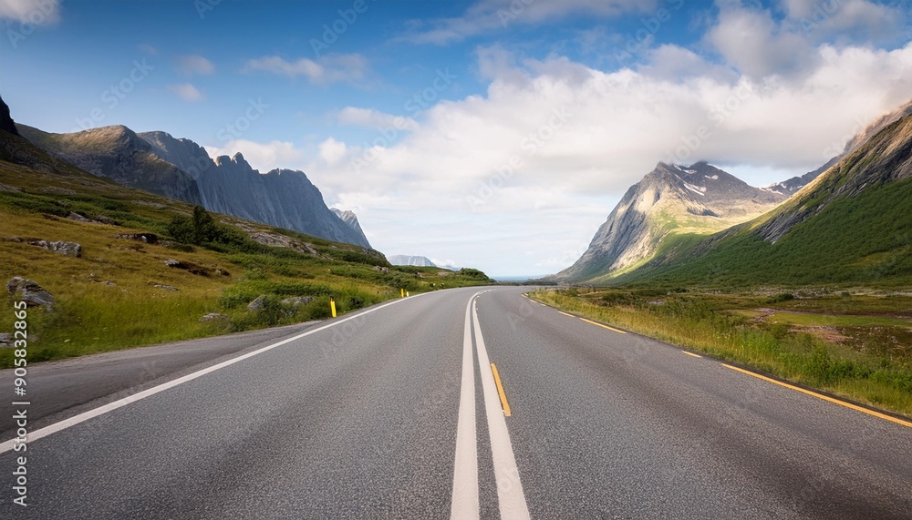 Naklejka premium travel concept the road has beautiful views on both sides