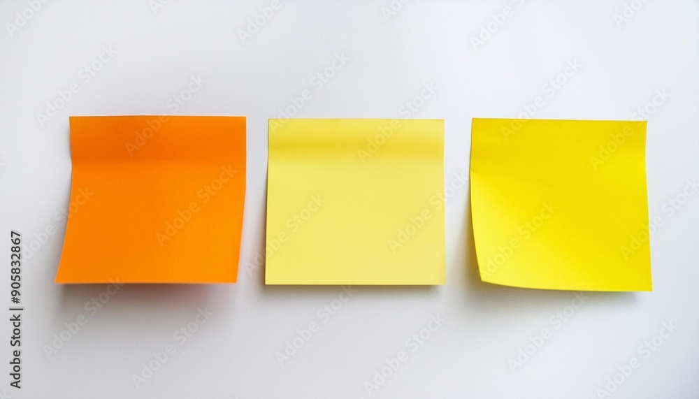Fototapeta premium five blank sticky notes isolated on white background mockup sticky note paper use post it notes to share idea on sticky note sheets for notes wide banner