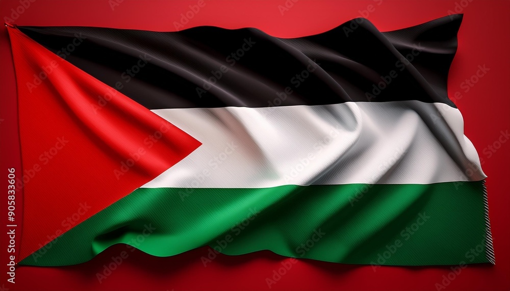 a wavy palestinian flag on a red background ai generative a wavy palestinian flag on a red background ai generative