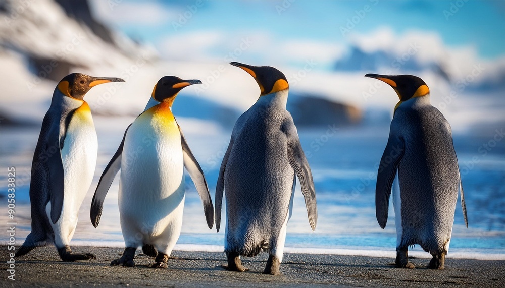 Fototapeta premium king penguin on the beach king penguin in antarctica