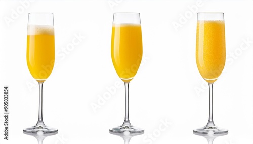 mimosa in champagne flute with orange juice and sparkling wine isolated on transparent background