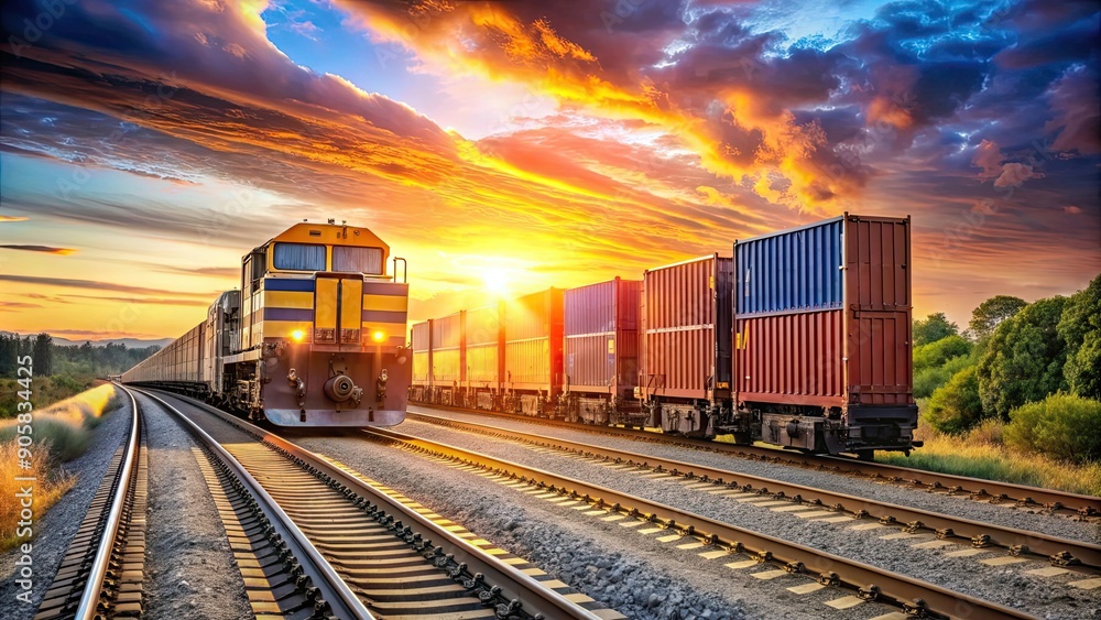 Fototapeta premium Transportation of goods by rail