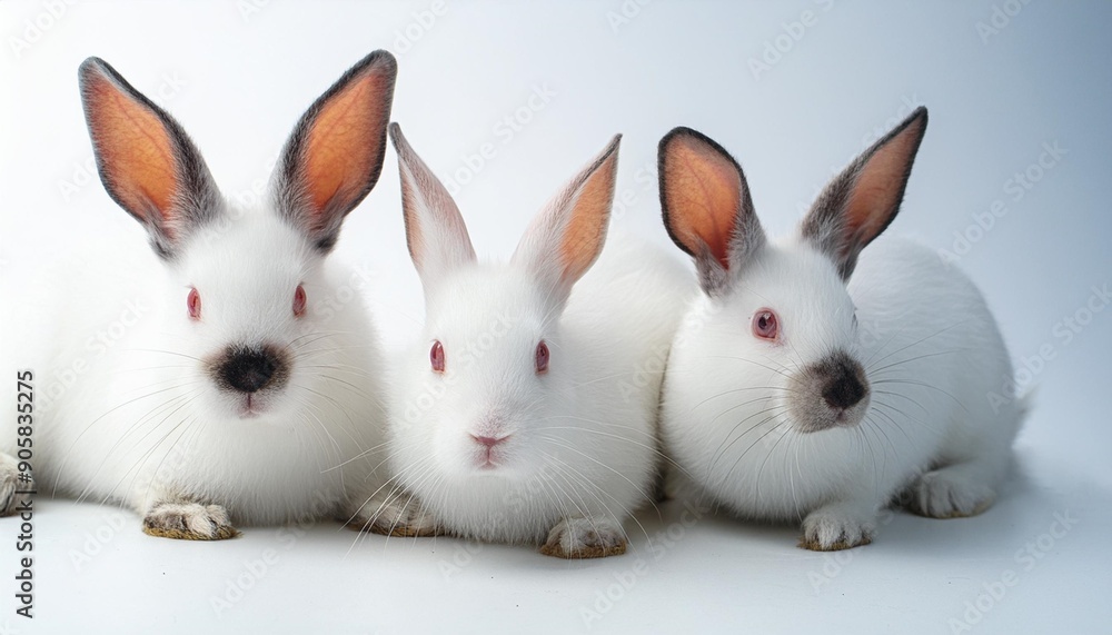 Fototapeta premium cute white rabbits isolated on white background